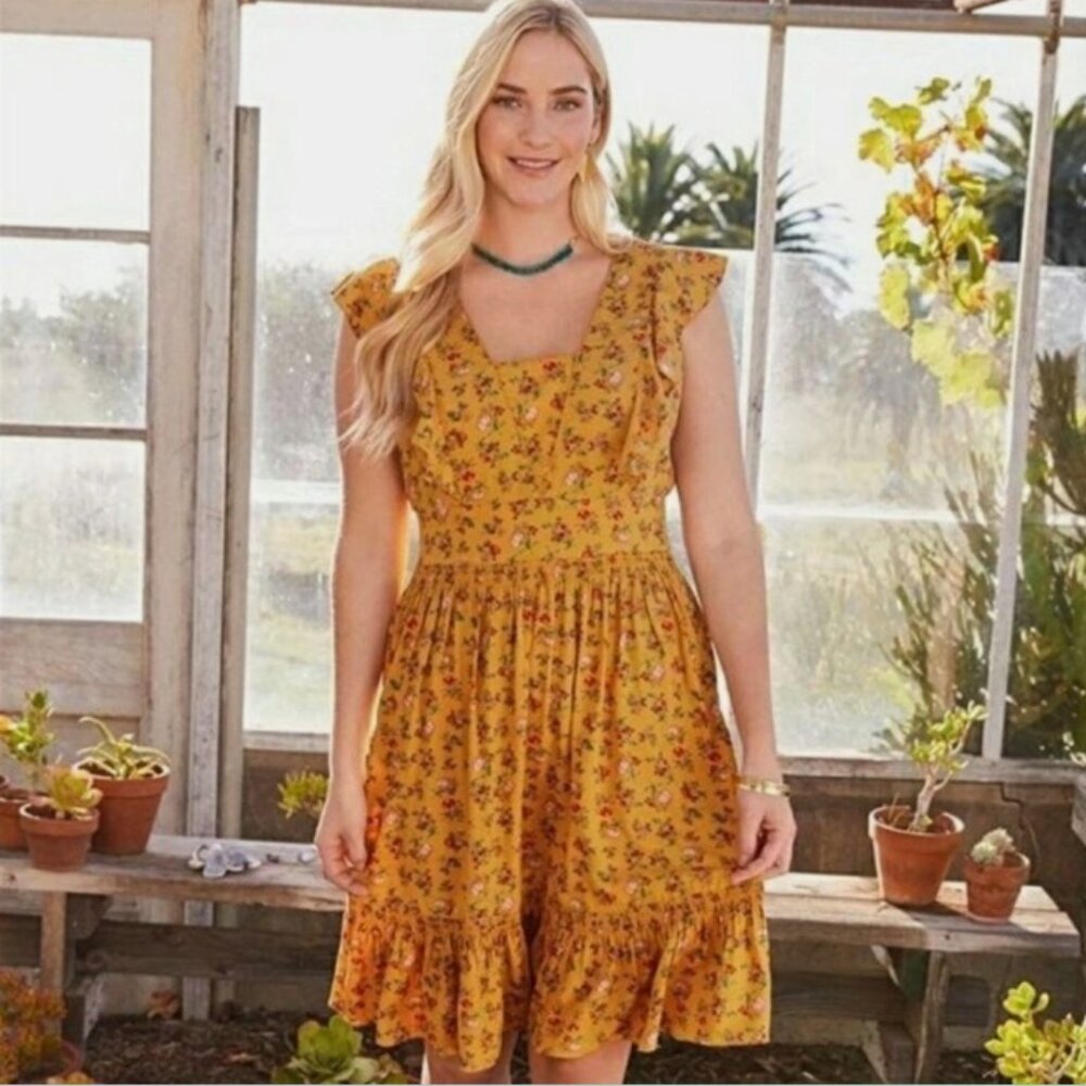 MATILDA JANE Ruffle Flutter Floral Fantasy Smocked Flounce Casual Dress Size XS